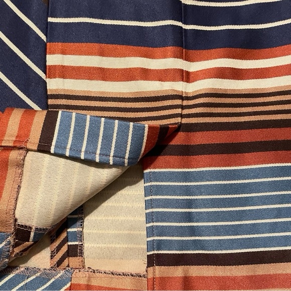 J. McLaughlin Pencil Skirt Womens 0 Short Stripe Indigo Multicolor Zip with Slit - Picture 4 of 4